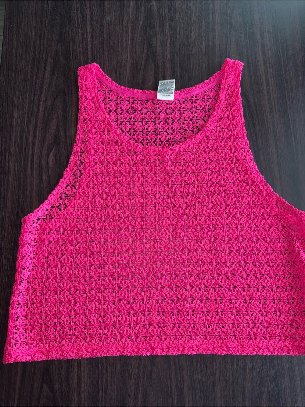 PINK Victoria's Secret Neon Pink Crochet Sleeveless Tank